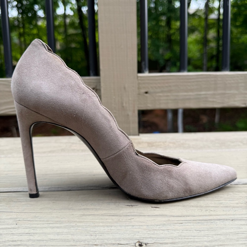 Stuart Weitzman Scallopfine Anthracite Suede Scallop Edge Pumps Shoes Heels 11 - Picture 9 of 15